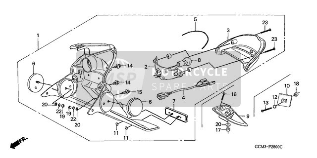 33701GCM900ZA, Basis Compl., Achterlicht, Honda, 0